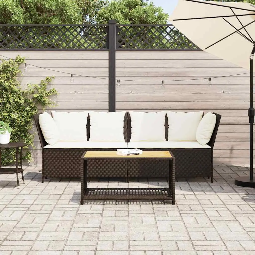 Outdoor Garden Sofa Modular Seating Brown Rattan with Cushions