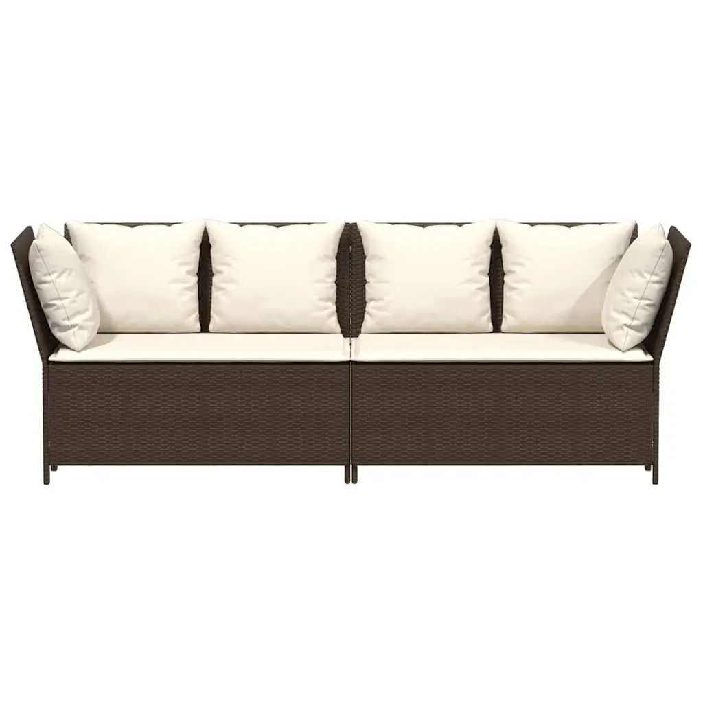 Outdoor Garden Sofa Modular Seating Brown Rattan with Cushions