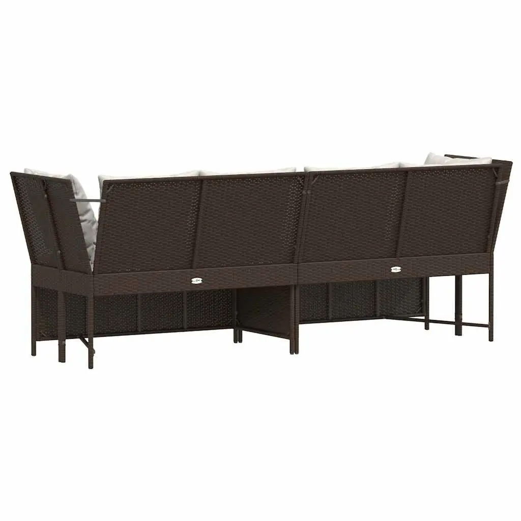Outdoor Garden Sofa Modular Seating Brown Rattan with Cushions