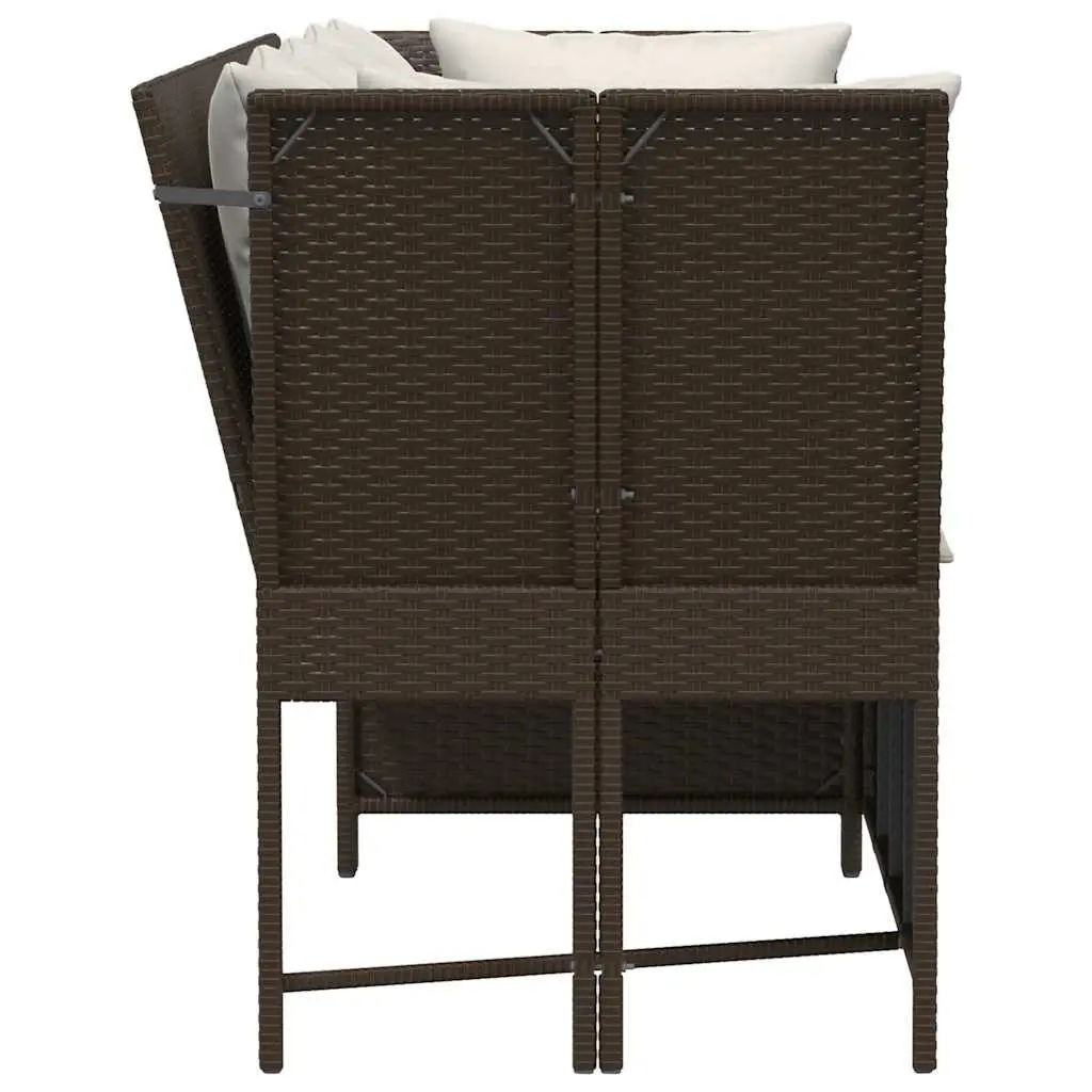 Outdoor Garden Sofa Modular Seating Brown Rattan with Cushions