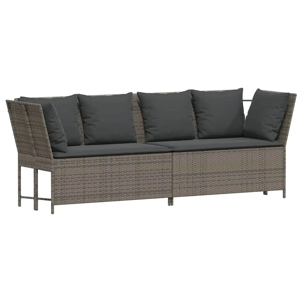 Garden Sofa Modular Outdoor Seating Grey PE Rattan with Cushions