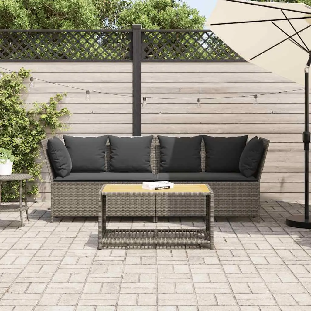 Garden Sofa Modular Outdoor Seating Grey PE Rattan with Cushions