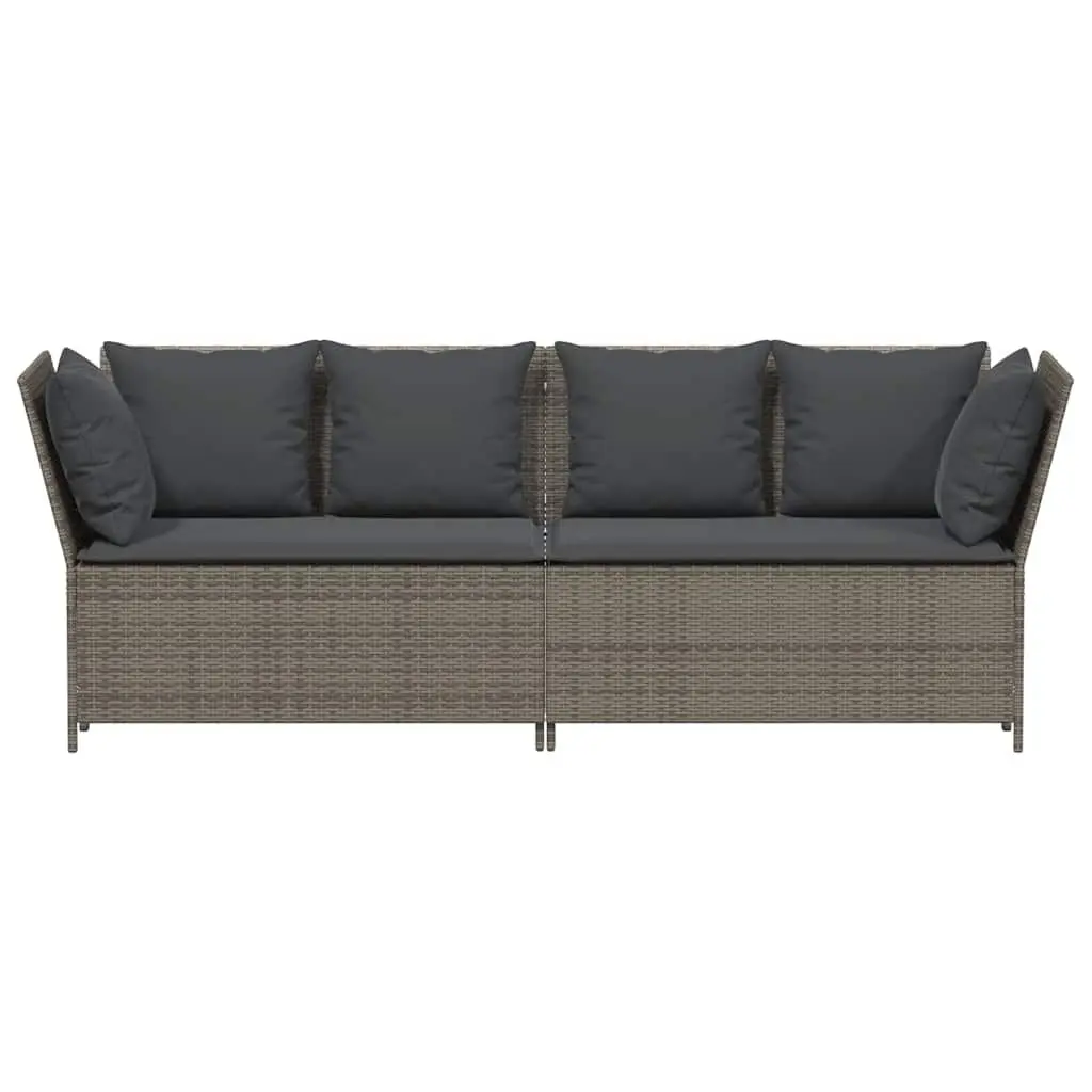 Garden Sofa Modular Outdoor Seating Grey PE Rattan with Cushions