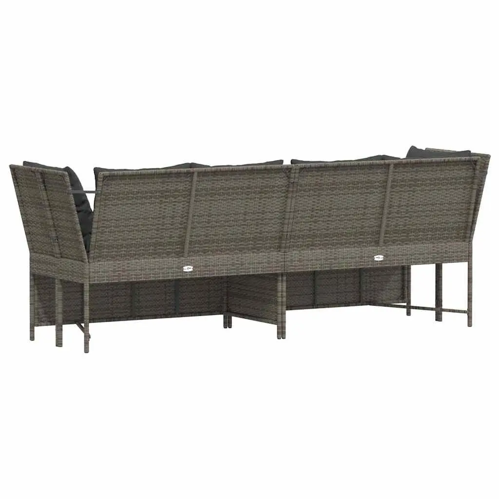 Garden Sofa Modular Outdoor Seating Grey PE Rattan with Cushions