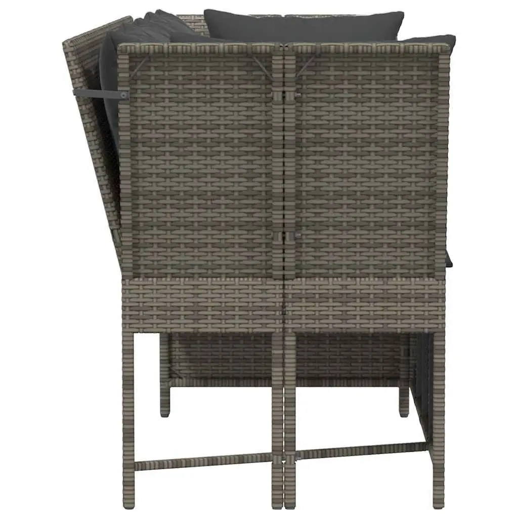 Garden Sofa Modular Outdoor Seating Grey PE Rattan with Cushions