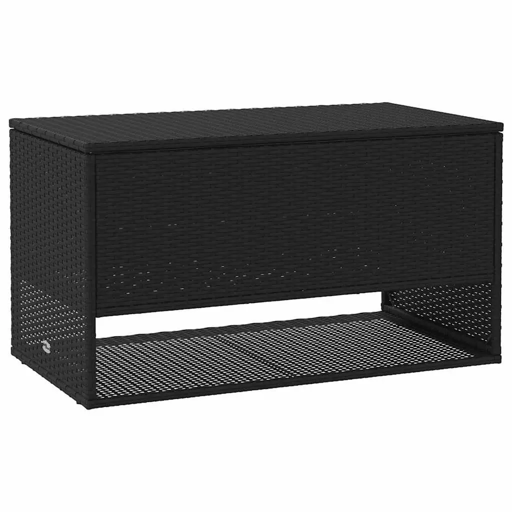 Outdoor Storage Box Cushion Organizer 100 x 55 x 55.5 cm Black PE Rattan