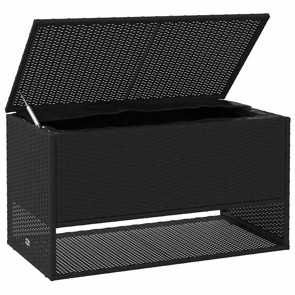 Outdoor Storage Box Cushion Organizer 100 x 55 x 55.5 cm Black PE Rattan