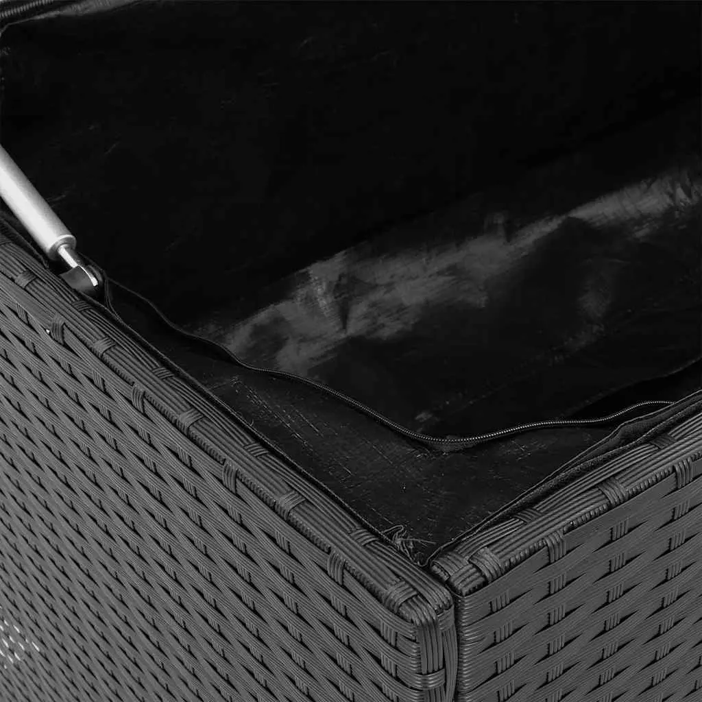 Outdoor Storage Box Cushion Organizer 100 x 55 x 55.5 cm Black PE Rattan