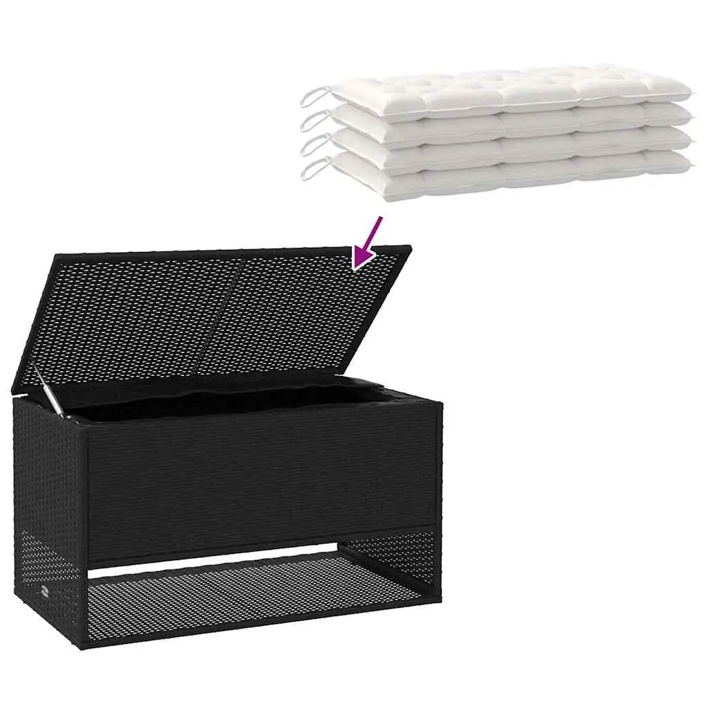 Outdoor Storage Box Cushion Organizer 100 x 55 x 55.5 cm Black PE Rattan