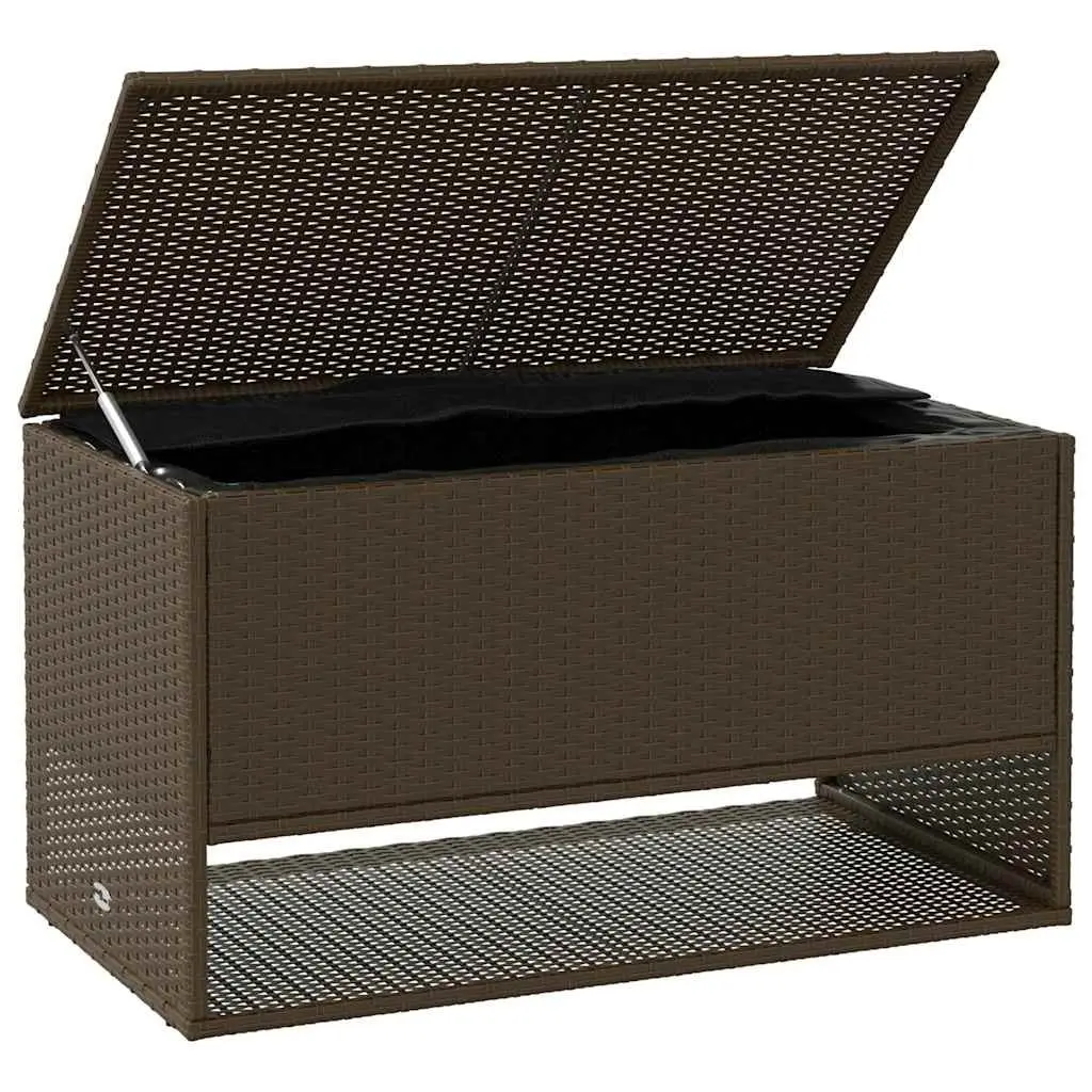 Outdoor Storage Box Brown Poly Rattan Garden Furniture Cushion Organiser