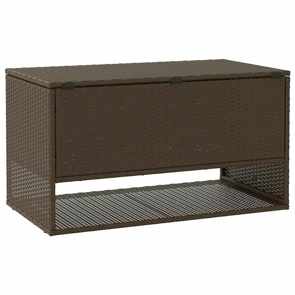 Outdoor Storage Box Brown Poly Rattan Garden Furniture Cushion Organiser