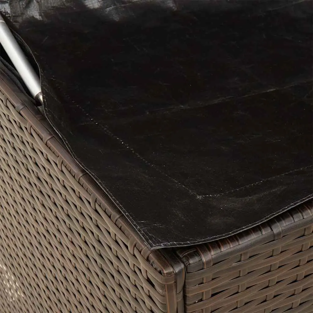 Outdoor Storage Box Brown Poly Rattan Garden Furniture Cushion Organiser