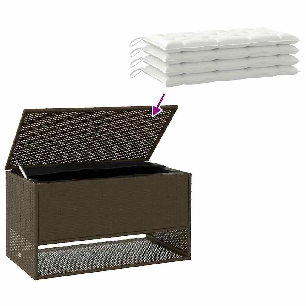 Outdoor Storage Box Brown Poly Rattan Garden Furniture Cushion Organiser