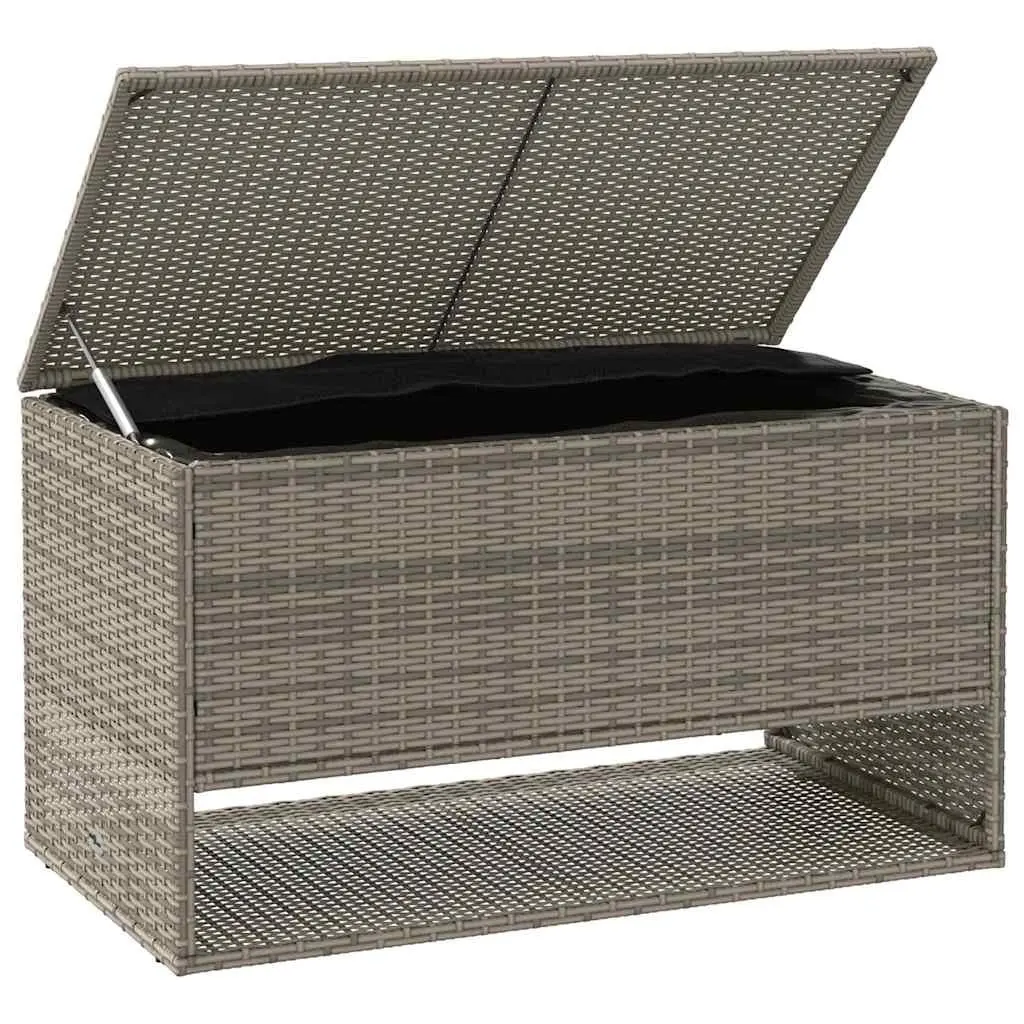 Outdoor Storage Box Grey Poly Rattan Cushion Organiser 100 x 55 x 55.5 cm