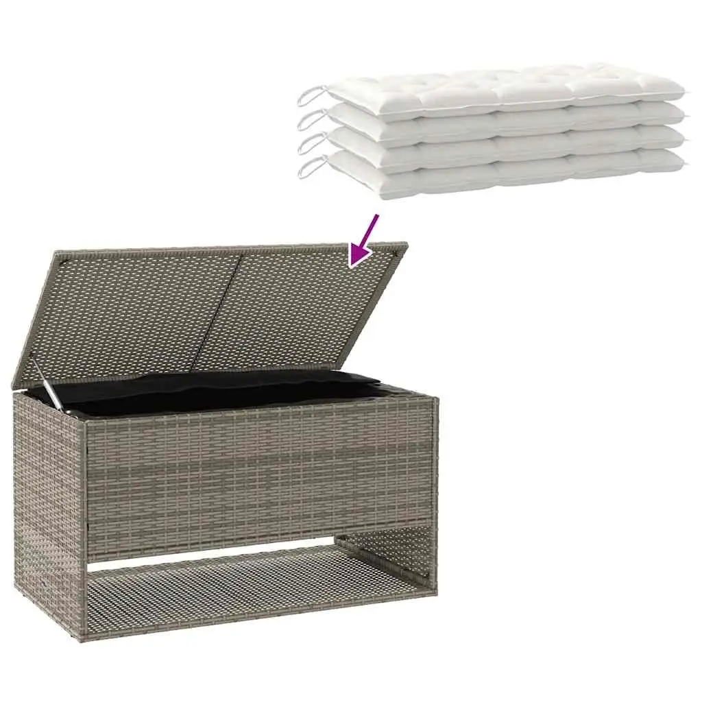 Outdoor Storage Box Grey Poly Rattan Cushion Organiser 100 x 55 x 55.5 cm