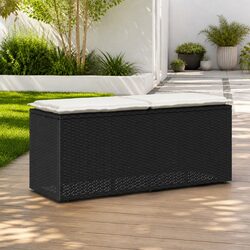 Comfortable Black Outdoor Garden Bench with Thick Cushion