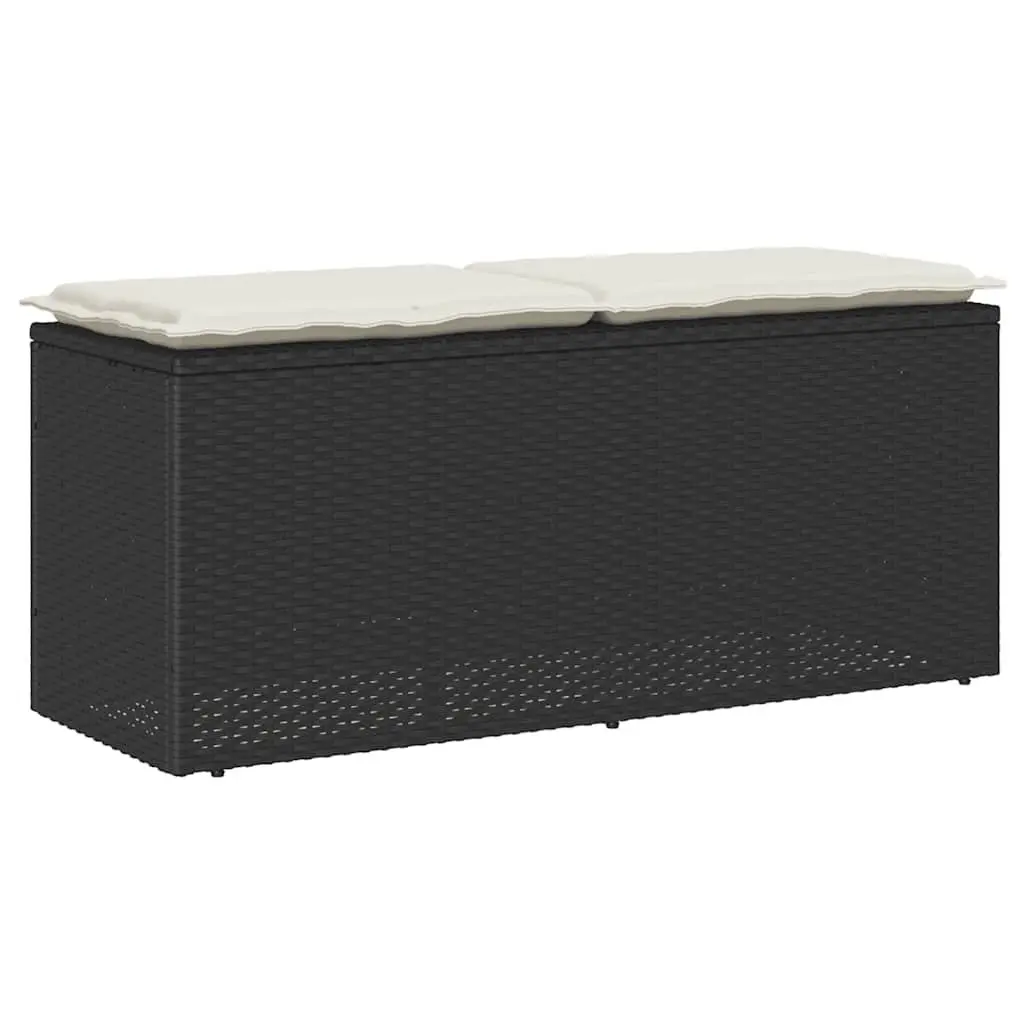 Black Outdoor Garden Bench with Thick Cushion