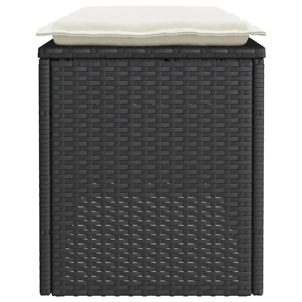 Black Outdoor Garden Bench with Thick Cushion