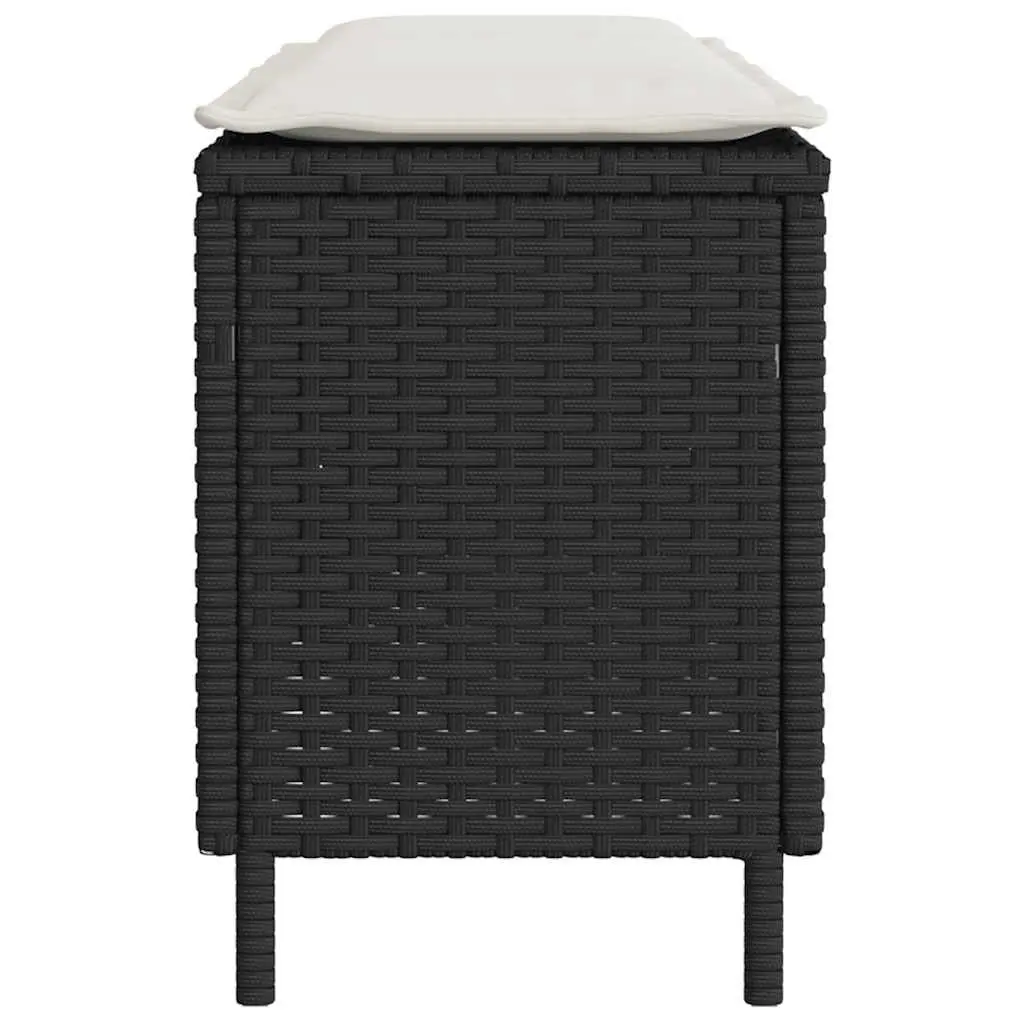 Garden Bench Outdoor Seating 110 x 30 x 40.5 cm Black Poly Rattan