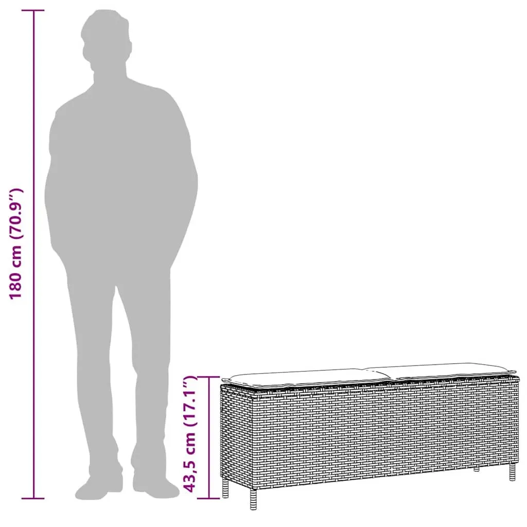 Garden Bench Outdoor Seating 110 x 30 x 40.5 cm Black Poly Rattan