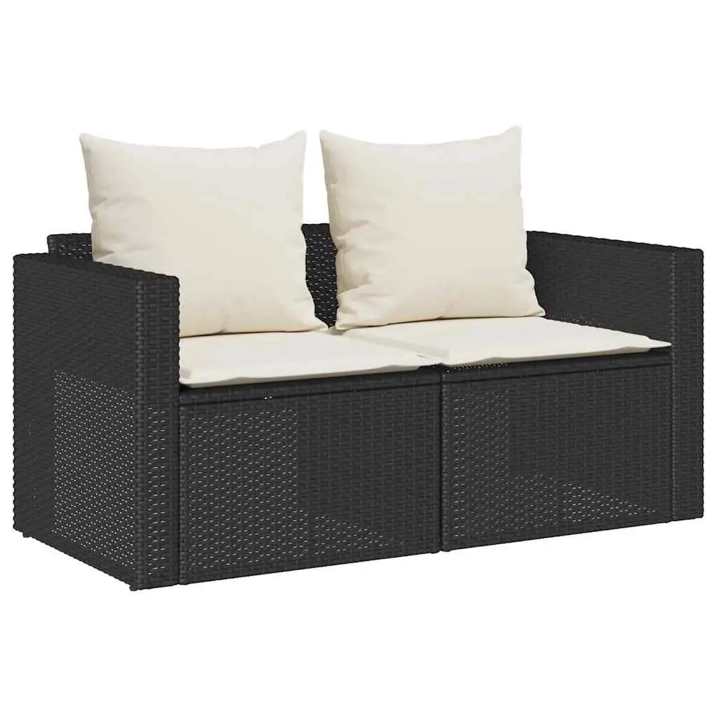 Outdoor Garden Sofa Set 5 Piece Black Poly Rattan Stackable Patio Seating