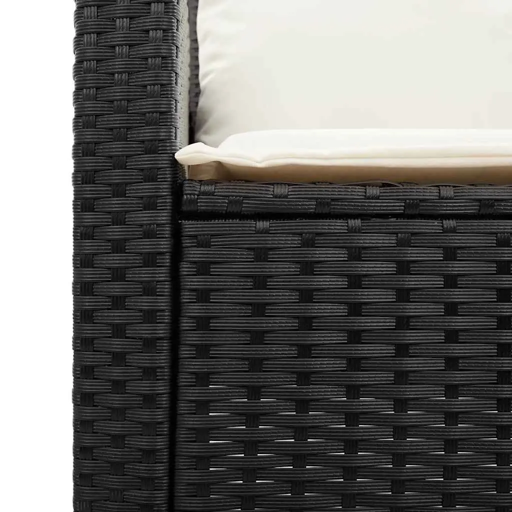 Outdoor Garden Sofa Set 5 Piece Black Poly Rattan Stackable Patio Seating