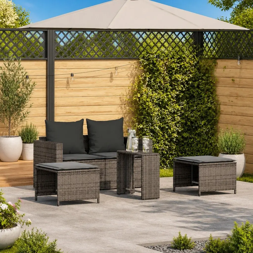 Garden Sofa Set 5 Piece Outdoor Seating Modular Stackable Grey
