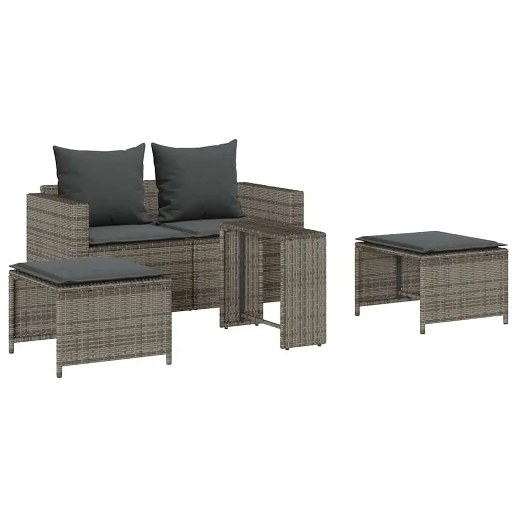Garden Sofa Set 5 Piece Outdoor Seating Modular Stackable Grey