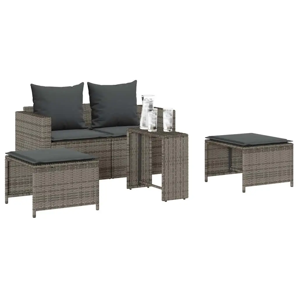 Garden Sofa Set 5 Piece Outdoor Seating Modular Stackable Grey