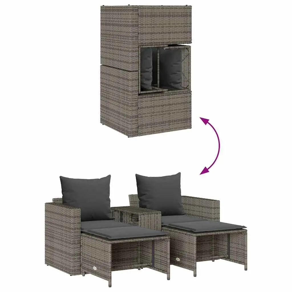 Garden Sofa Set 5 Piece Outdoor Seating Modular Stackable Grey