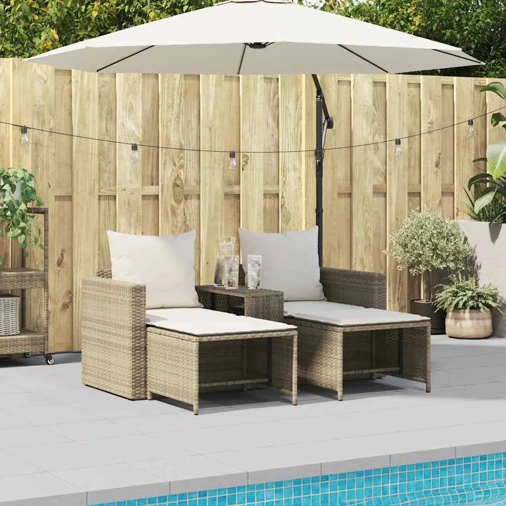 5 Piece Outdoor Sofa Set Modular Stackable Beige Poly Rattan