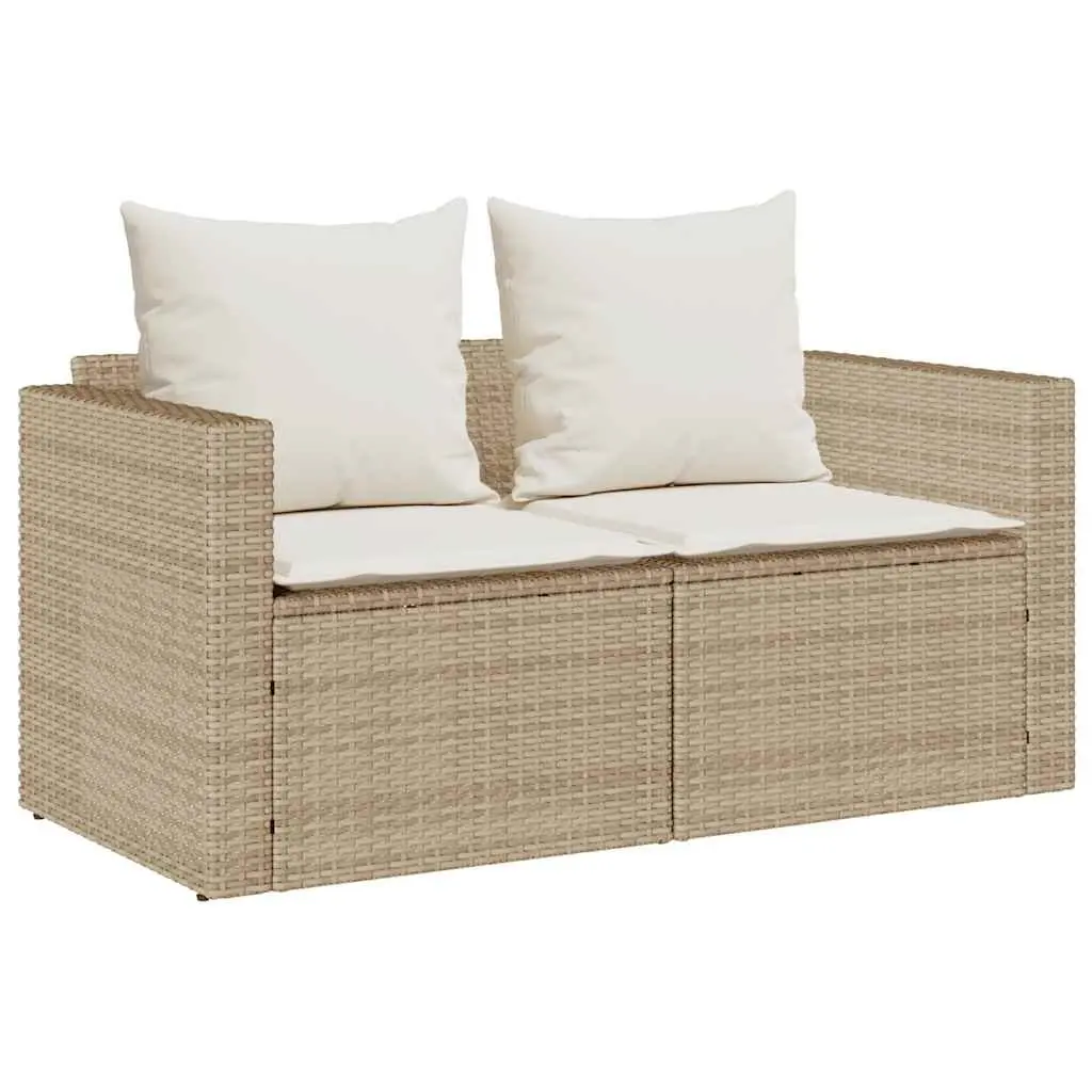 5 Piece Outdoor Sofa Set Modular Stackable Beige Poly Rattan