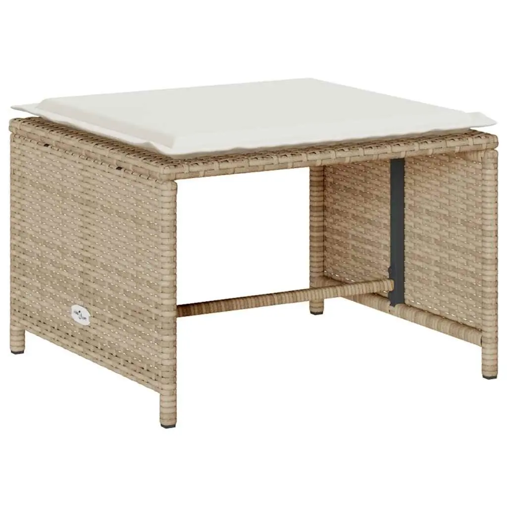 5 Piece Outdoor Sofa Set Modular Stackable Beige Poly Rattan