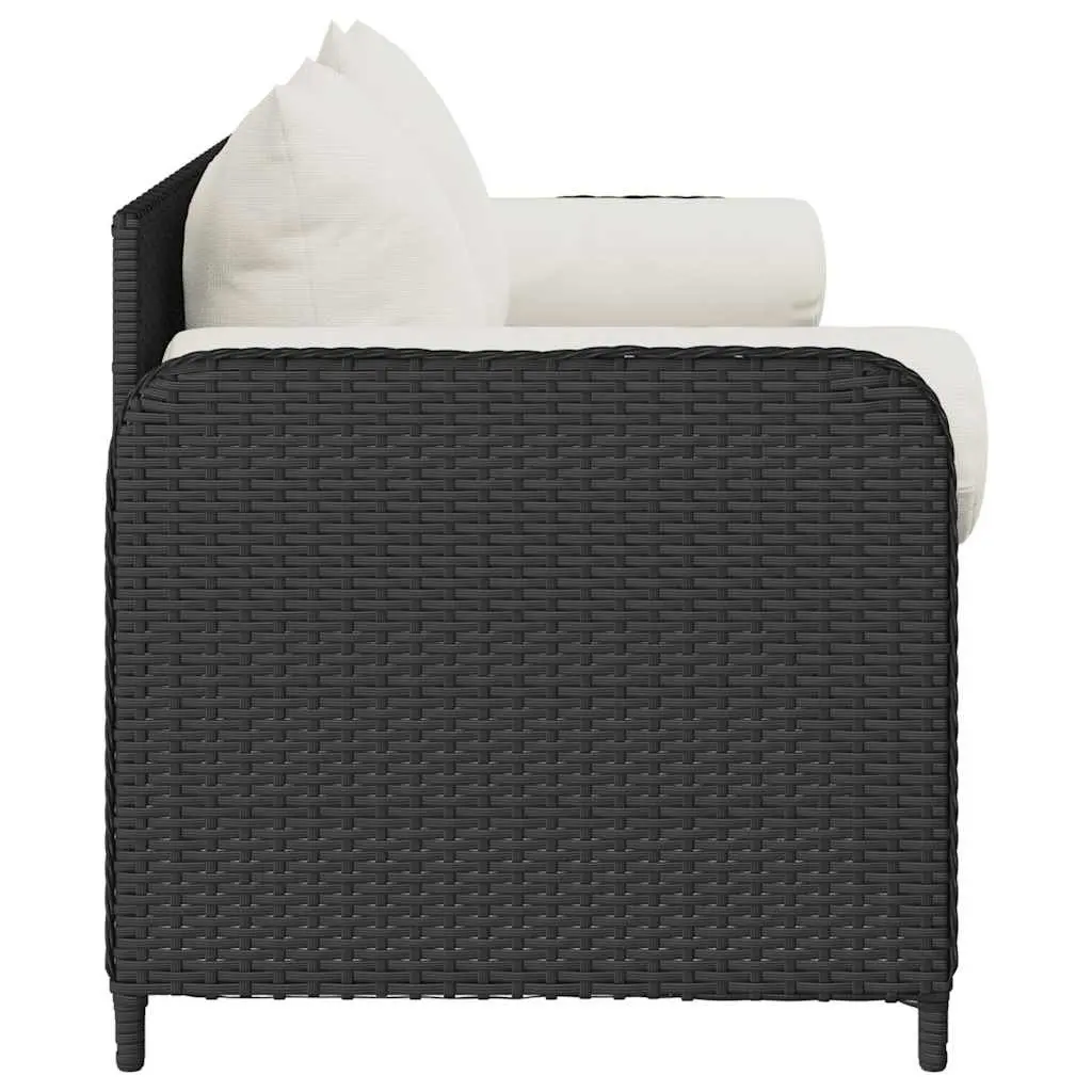 3-Seater Garden Sofa Cushioned Outdoor Black Rattan Patio Lounge Chair