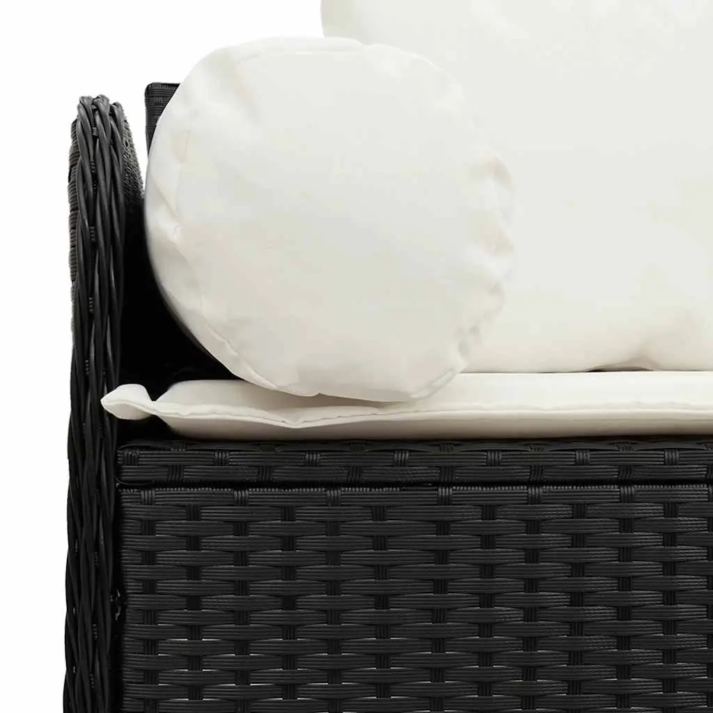 3-Seater Garden Sofa Cushioned Outdoor Black Rattan Patio Lounge Chair