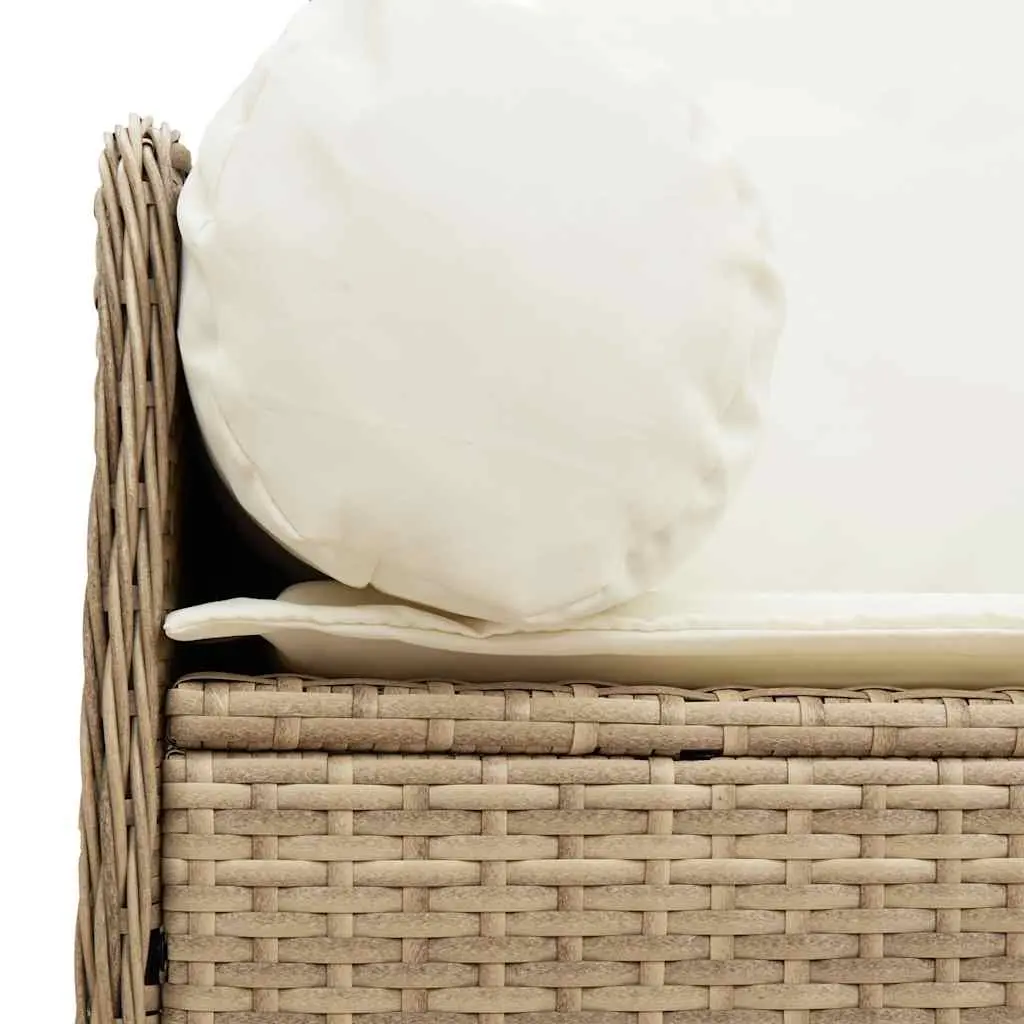 Outdoor Garden Sofa 3-Seater Cushions Poly Rattan Beige