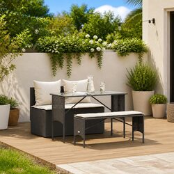 Comfortable 3 Piece Outdoor Dining Set with Cushions