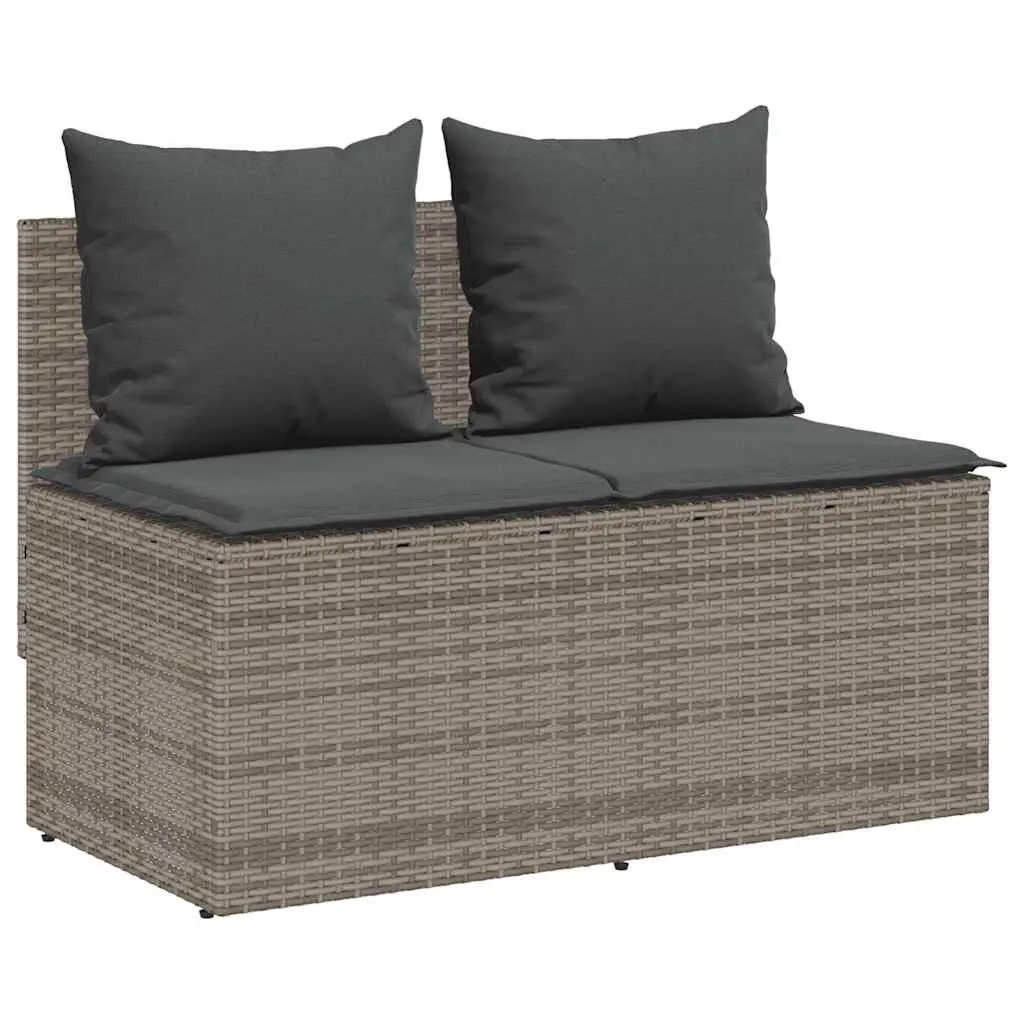 Garden Dining Set 3 Piece Outdoor Furniture Grey with Cushions Patio Table