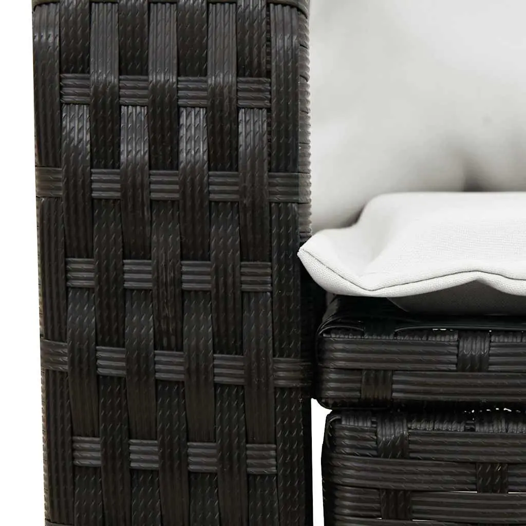 Garden Rocking Chair Outdoor Seating Black Poly Rattan with Cushions