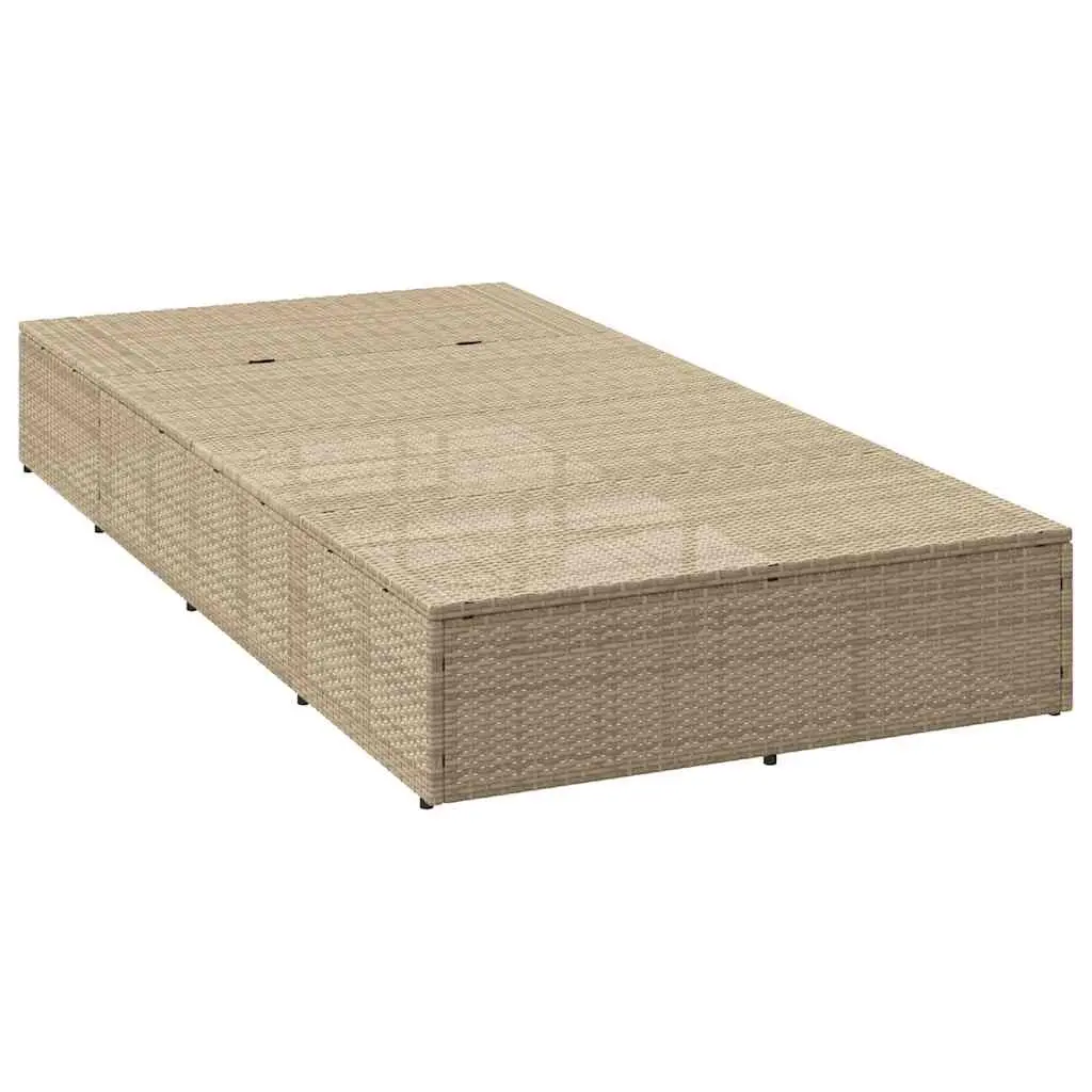 Outdoor Sun Lounger Adjustable Daybed Beige Poly Rattan with Floating Cushion