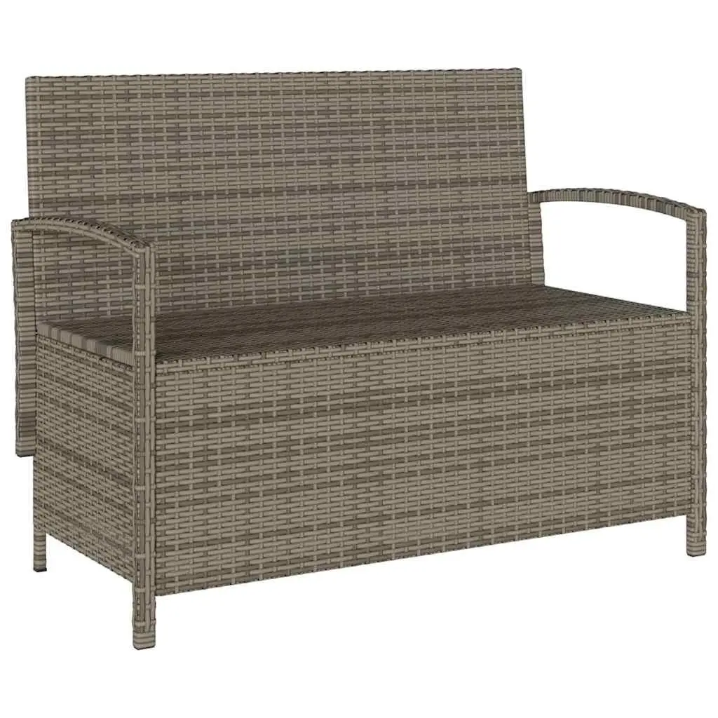 Outdoor Storage Bench Grey Poly Rattan Seating with Cushion