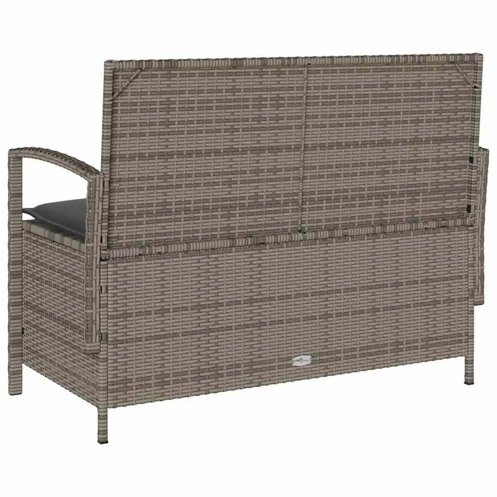 Outdoor Storage Bench Grey Poly Rattan Seating with Cushion