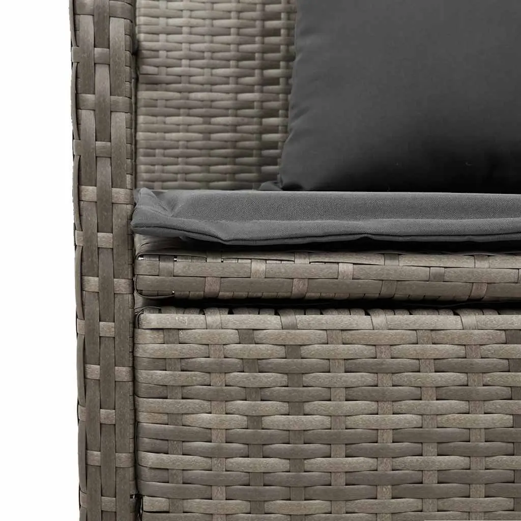 Outdoor Storage Bench Grey Poly Rattan Seating with Cushion