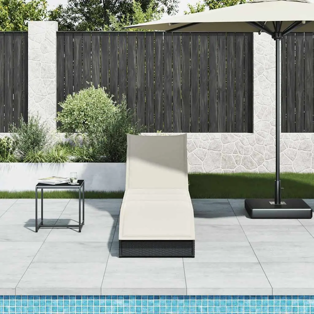 Folding Sun Lounger Outdoor Garden Chair Reclining Seat Black