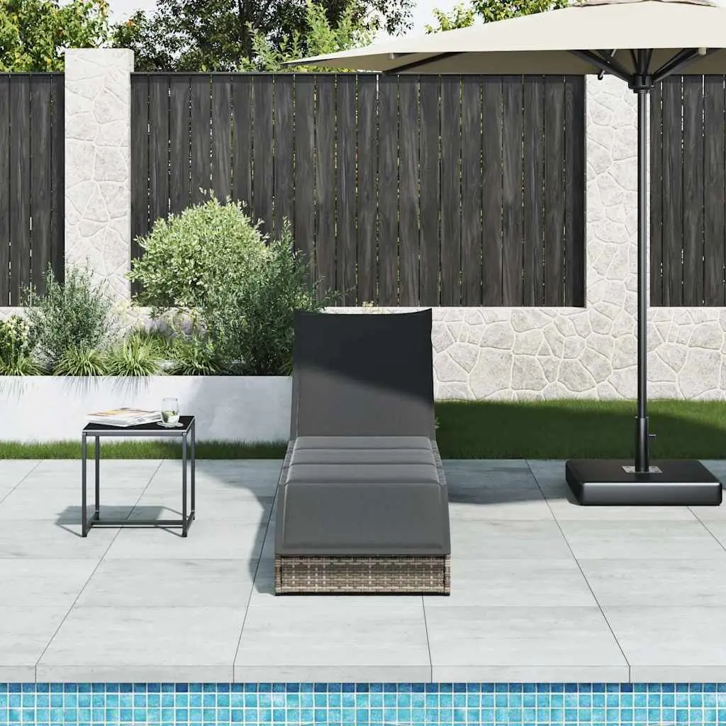 Grey Folding Lounger with Removable Cushion