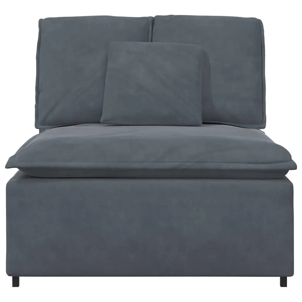 Modular Sofa Centre Module Dark Grey 100cm Velvet Upholstery with Cushions
