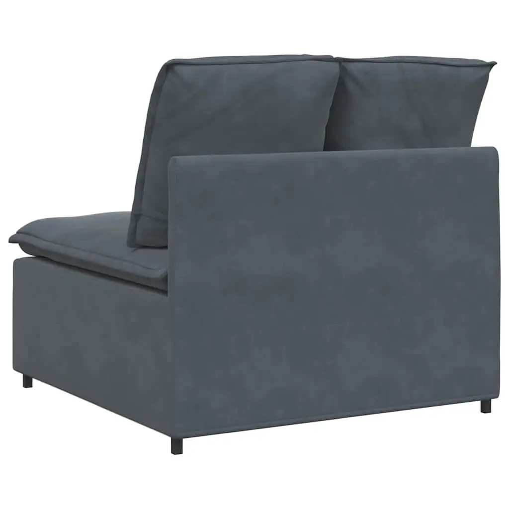 Modular Sofa Centre Module Dark Grey 100cm Velvet Upholstery with Cushions