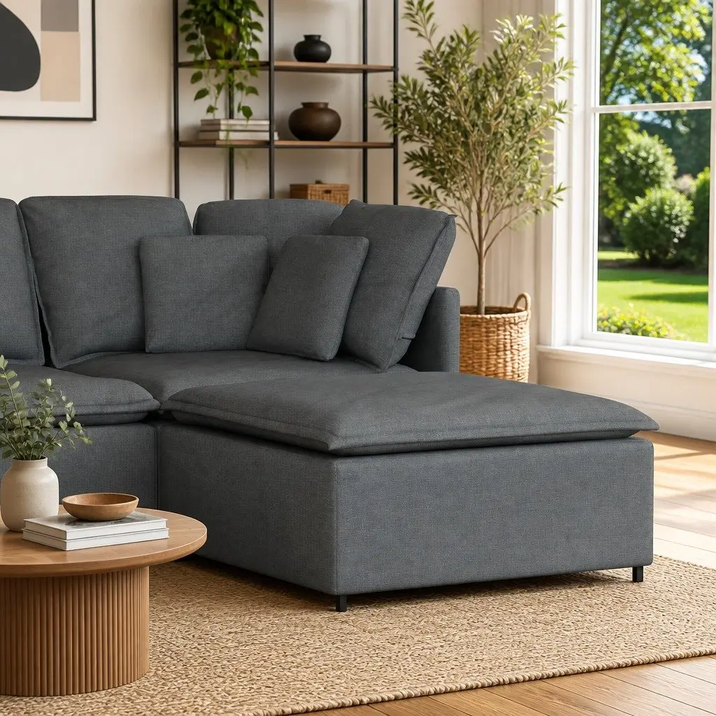 Grey Modular Footstool for Comfort and Style