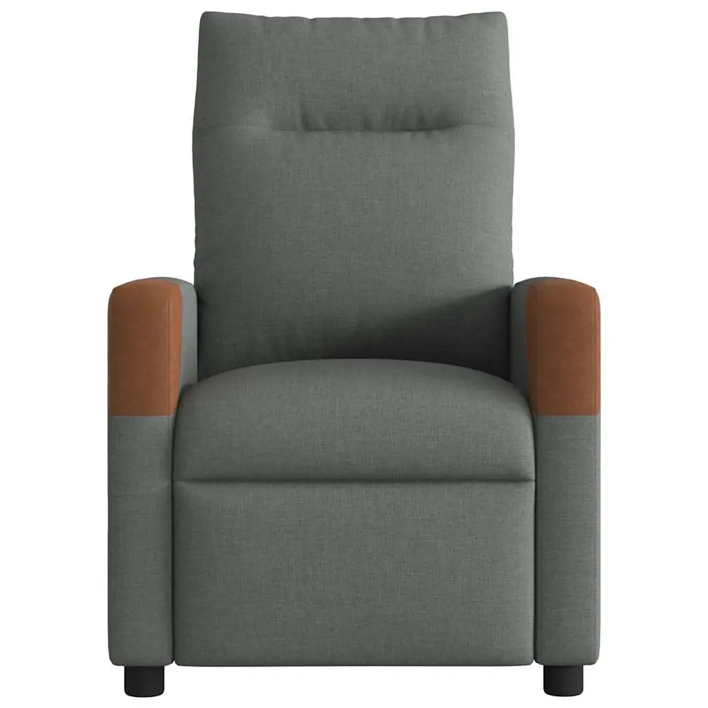 Massage Recliner Chair Vibration Function Manual Grey Fabric