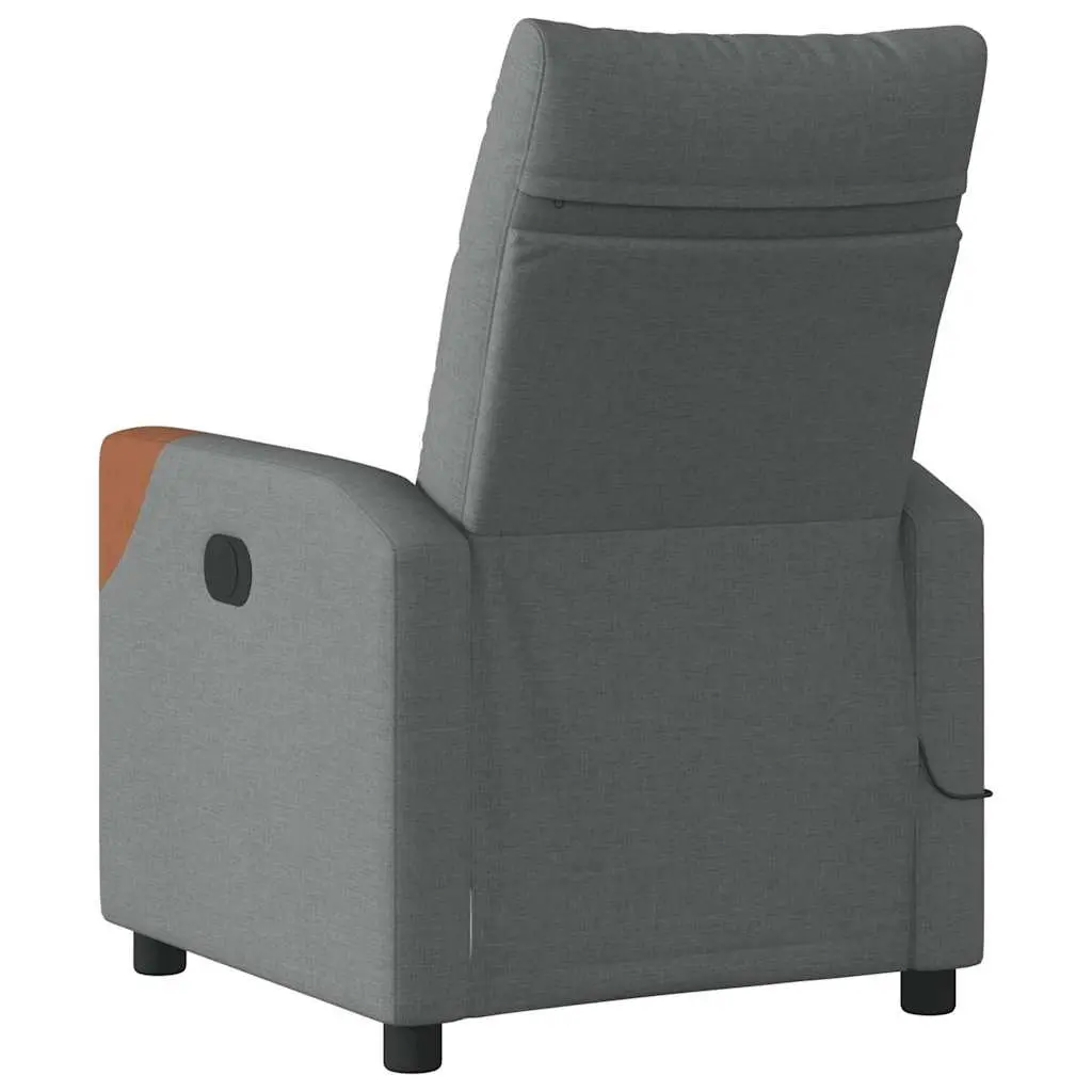 Massage Recliner Chair Vibration Function Manual Grey Fabric